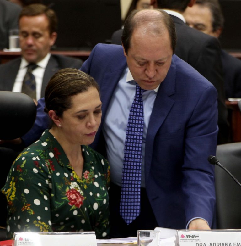 Adriana Favela Herrera y Marco Antonio Baños Martínez, Consejera y Consejero Electorales.