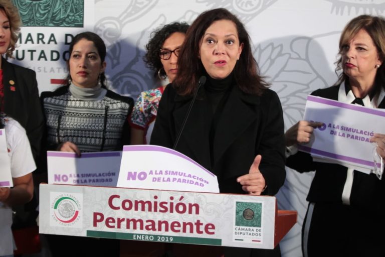 Adriana Favela Herrera, Consejera Electoral del INE en la Conferencia de Prensa Simulación de la Paridad en el estado de Oaxaca.