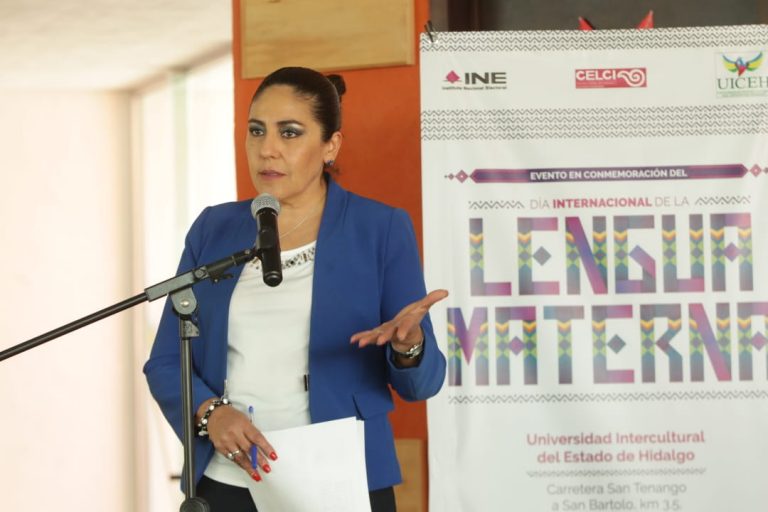 Claudia Zavala Pérez, Consejera Electoral del INE en el Evento Conmemorativo por el Día Internacional de la Lengua Materna.
