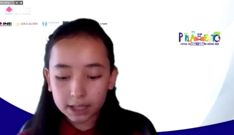 Dana Naomi, Presidenta Infantil de la Mesa Directiva del  11° Parlamento Virtual de Niñas y Niños de México 2020.