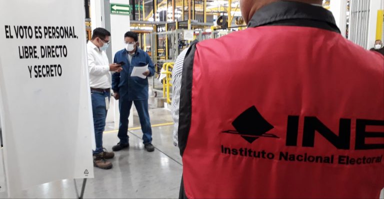 Participación del INE como observador en la elección del sindicato de General Motors, en Silao, Guanajuato.