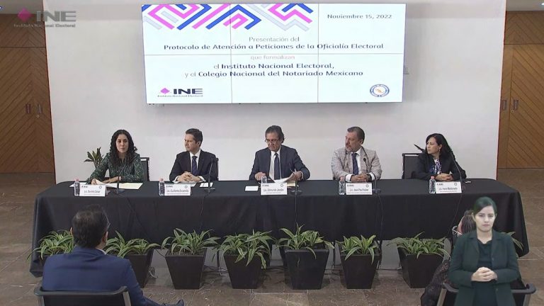 Presentación del Protocolo de Atención a Petición de la Oficialía Electoral que formalizan el Instituto Nacional Electoral y el Colegio Nacional del Notariado Mexicano.