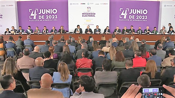Firma del Acuerdo por la Integridad Electoral para el Proceso Electoral 2023 en el Estado de México.