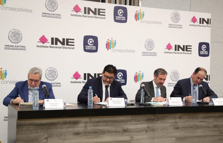 Firma de Convenio de colaboración INE-TEPJF-Cámara de la Industria de transformación de Nuevo león y el Consejo Cívico