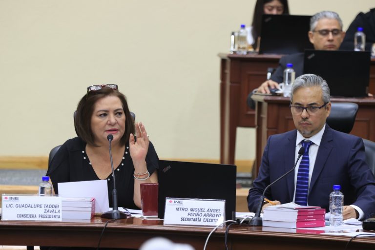 Guadalupe Taddei Zavala, Consejera Presidenta y Miguel Ángel Patiño Arroyo Encargado del despacho de la Secretaría Ejecutiva.