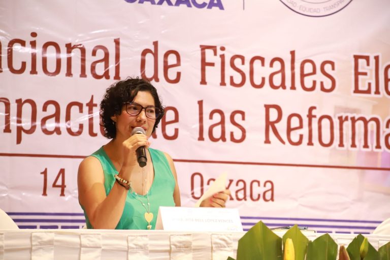 Rita Bell López Vences, Consejera Electoral del INE en la Presentación “Caja de Herramientas y Programa Integral para la Prevención de la Violencia Política contra las Mujeres en Razón de Género”.