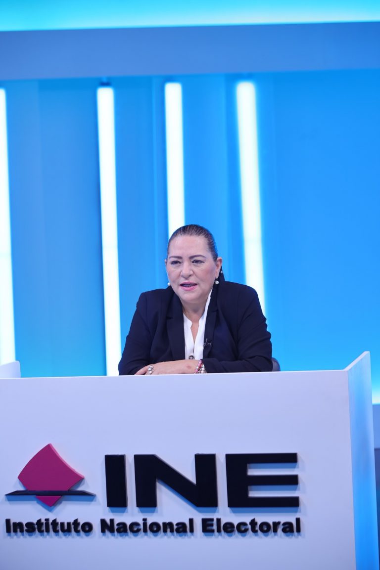 Guadalupe Taddei Zavala, Consejera Presidenta del INE da la bienvenida al Foro Internacional de Debates 2023-2024.