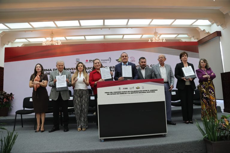 Firma de Convenio Marco de Colaboración entre el Gobierno del Estado de Morelos y el Instituto Nacional Electoral.