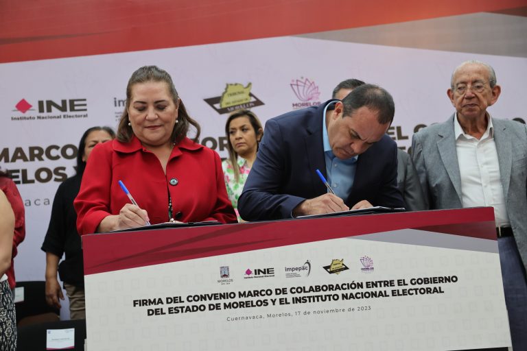 Firma de Convenio Marco de Colaboración entre el Gobierno del Estado de Morelos y el Instituto Nacional Electoral.