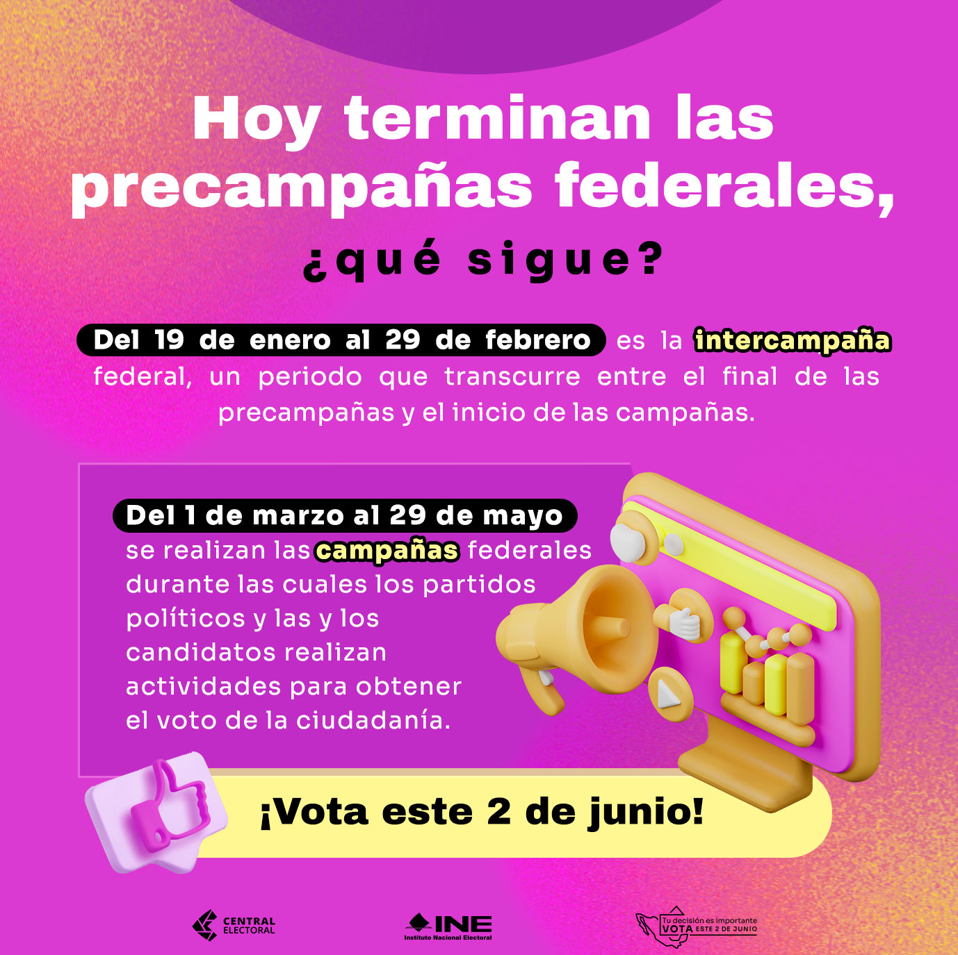 Hoy terminan las precampañas federales