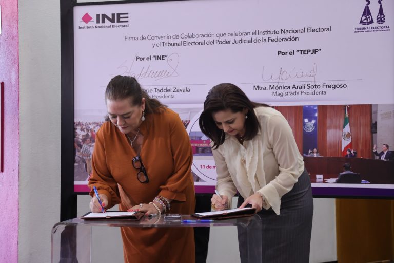 Guadalupe Taddei Zavala Consejera Presidenta del INE y Mónica Aralí Soto Magistrada Presidenta del TEPJF.