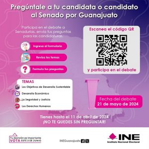 Flyer con QR para realizar preguntas para el debate