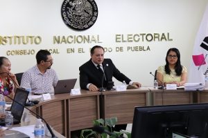 Vocal del INE hablando durante sesión