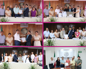 Mezcla de fotografías de integrantes del INE en Oaxaca