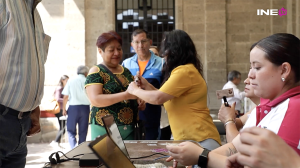 Mujer ejerciendo su voto dentro de la casilla electoral
