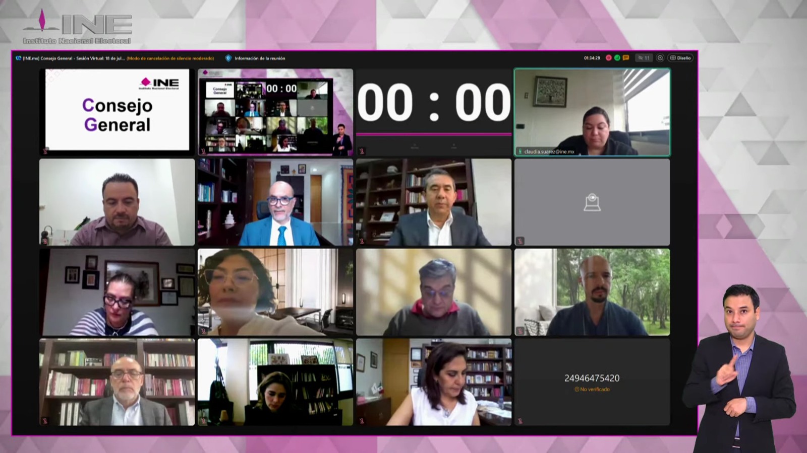 Consejeras y Consejeros electorales presentes mediante videollamada