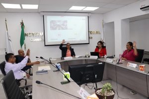 Integrantes del INE durante sesión de trabajo