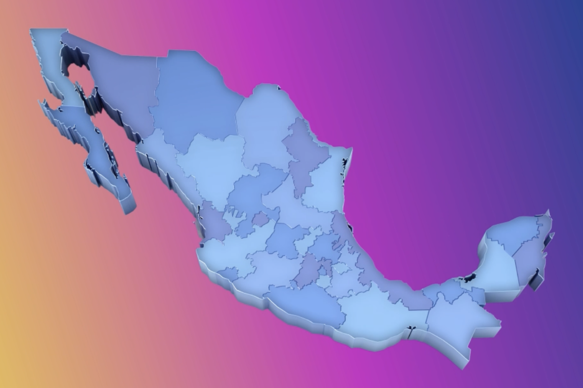Mapa de la República mexicana dividido en Estados