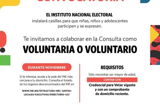 Convocatoria para voluntarias o voluntarios para Consulta Infantil y Juvenil
