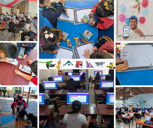 mezcla de varias fotos con niños participando en la consulta infantil