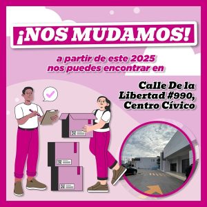 Cartel de aviso de !Nos Mudamos!