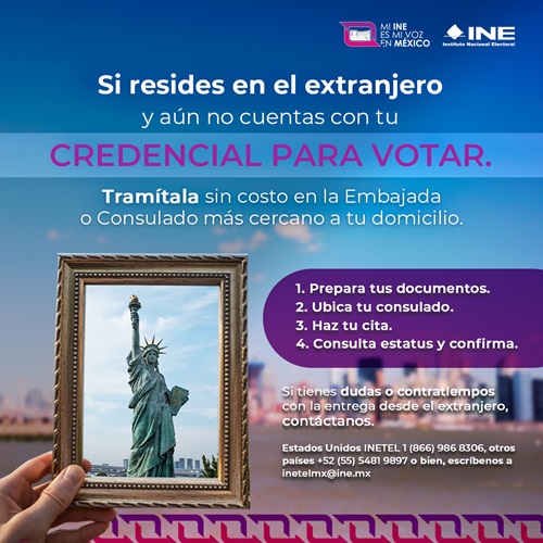 Cartel del INE con información para tramitar credencial para votar desde el extranjero
