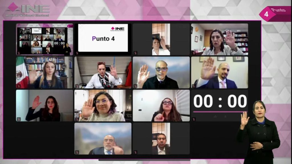 Fotografía de videollamada del Consejo General del INE
