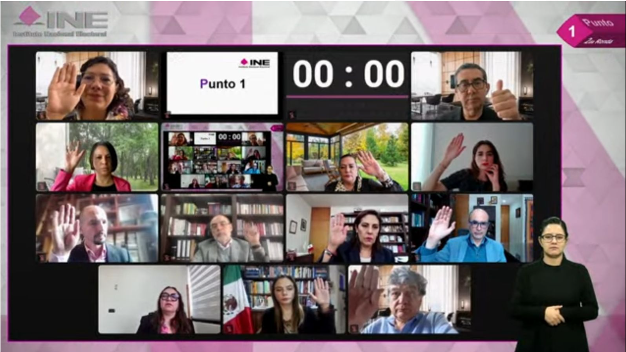 Las y los consejeros del INE analizan asuntos de Consejo General mediante videollamada