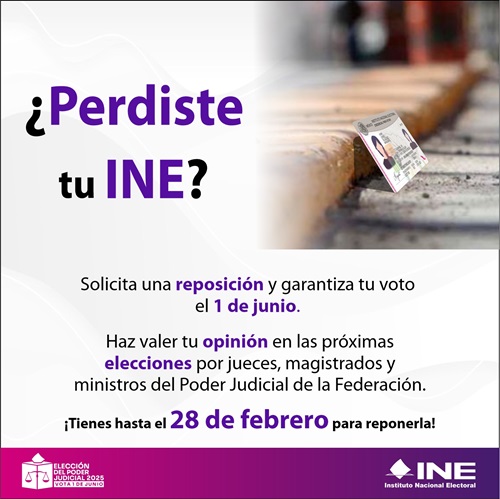 Cartel del INE con información sobre reposición de credenciales