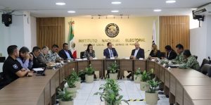 Reunión del Consejo local del INE en Puebla con elementos de seguridad