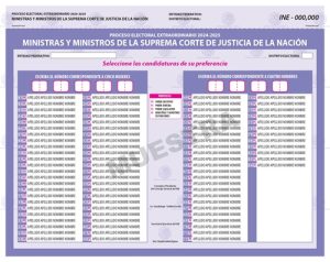 boleta electoral para elegir ministras y ministros de la suprema corte de justicia