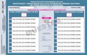 se muestra una boleta electoral del poder judicial