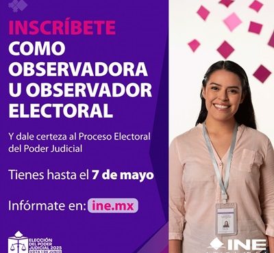 cartel del INE con información para inscripción como observador electoral