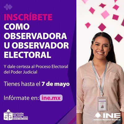 cartel del INE con información para inscripción como observador electoral