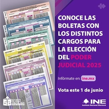 cartel del ine con información sobre las boletas electorales de elecciones judiciales