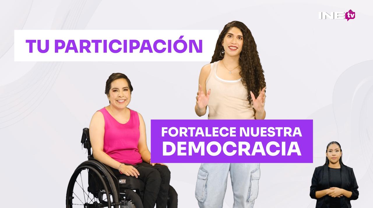 Dos mujeres pertenecientes a grupos vulnerables promoviendo el voto inclusivo
