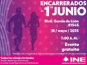 Folleto de Carrera organizada por el INE en Michoacán