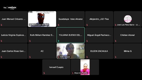 se muestra una pantalla con las personas conectadas a la sesión virtual