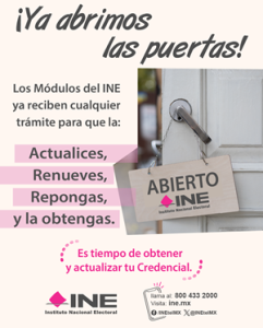 Cartel del INE con información sobre Trámites de la credencial para votar