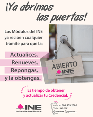 Cartel del INE con información sobre Trámites de la credencial para votar