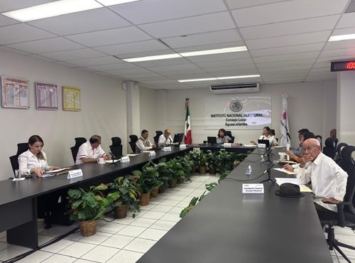 integrantes del consejo local sentados en el salón de sesiones trabajando