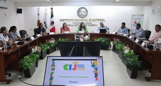 personas integrantes del INE y del Grupo coordinador para la Consulta 2024 en Chiapas