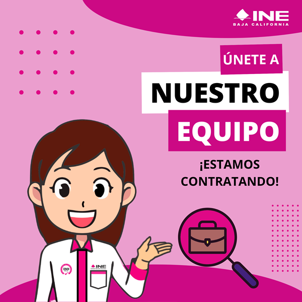 Caricatura de funcionaria del INE invitando a trabajar en el equipo de Baja California