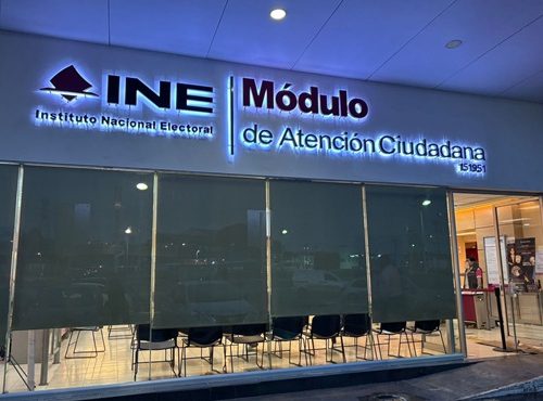 Fachada de módulo del INE en el Estado de México