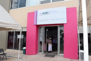 Fachada del Módulo del INE en Michoacán