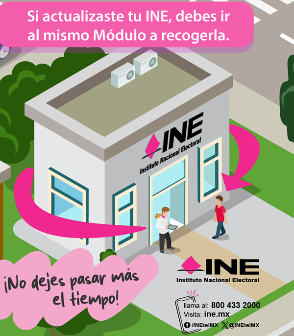 Caricatura de un módulo de atención del INE