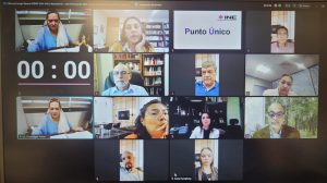 Pantalla con recuadros de las personas Consejeras Electorales participando en la Sesión.