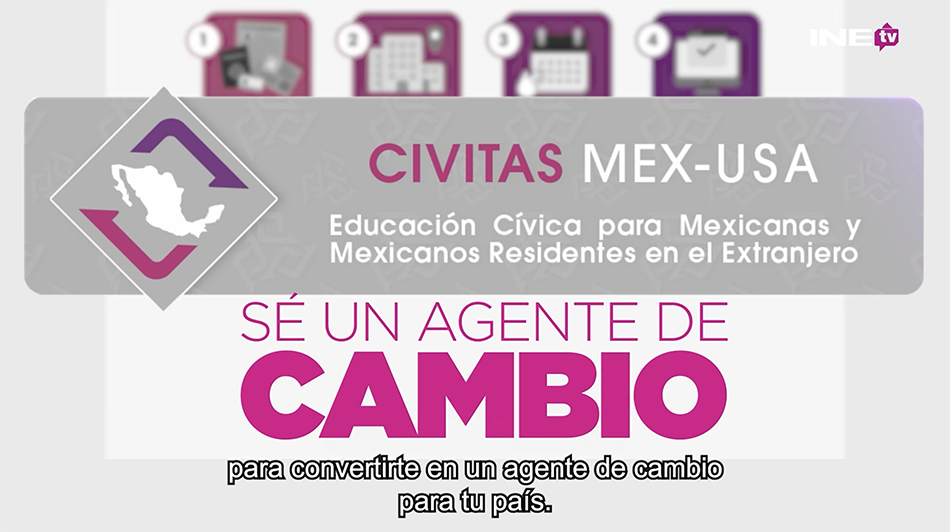 Letrero Educación cívica para ciudadanía mexicana residente en el extranjero