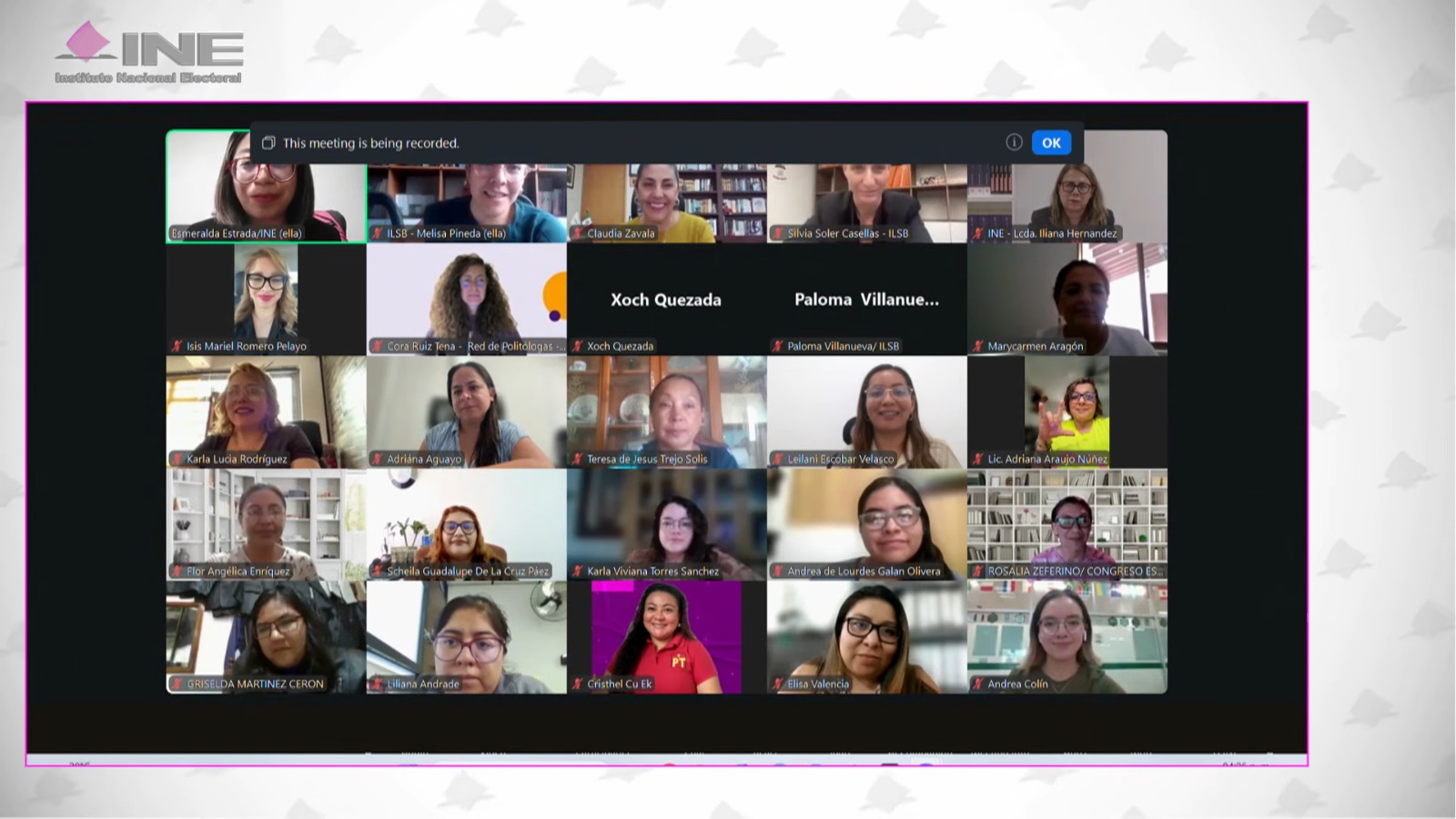 Reunión virtual de liderazgo de las mujeres