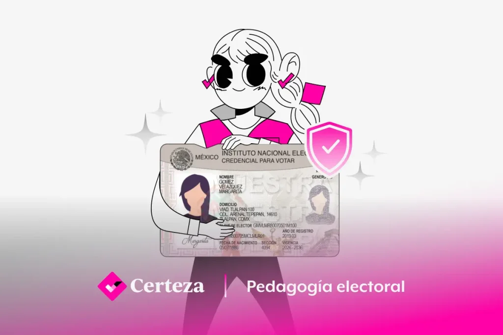 Imagen de Inés mostrando una Credencial para Votar